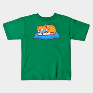 Cute cat sleeping with mask on cartoon Kids T-Shirt